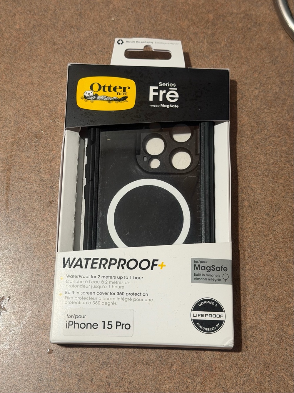 Otterbox Lifeproof Fré iPhone 15 Pro Black Cell Phone Waterproof Drop Poof Case.